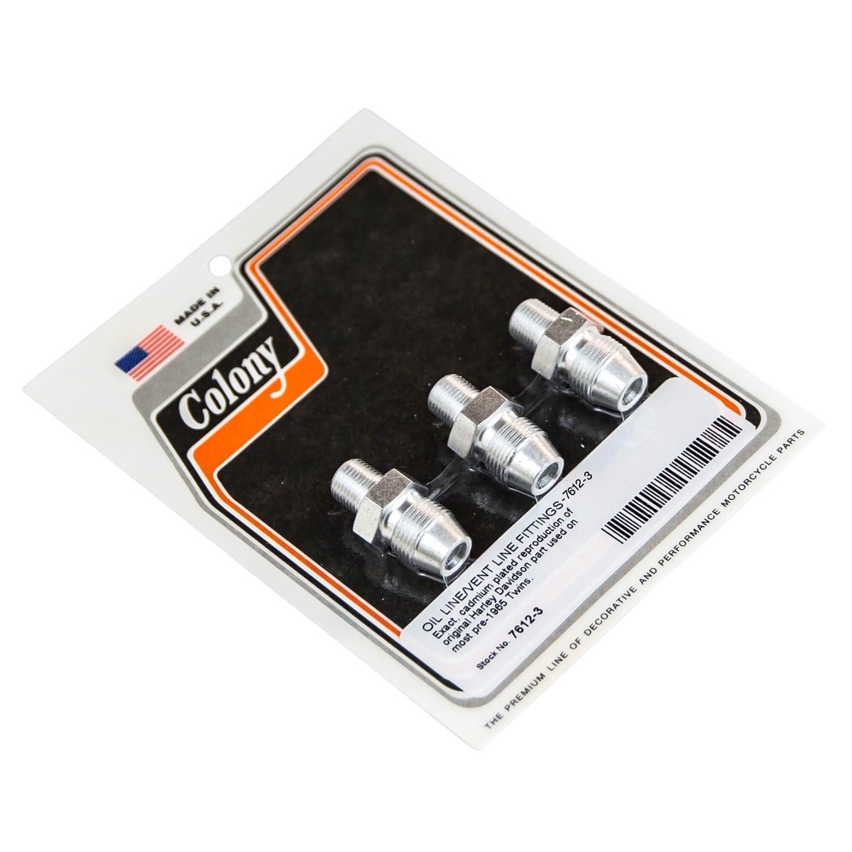 7612-3 Oil LineVent Line Fittings Pre-1965 Harley-Davidson Big Twins - CAD Plated