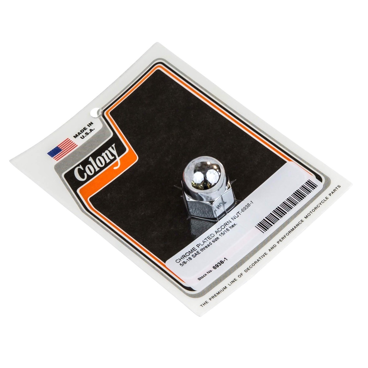 6938-1 58-18 SAE Chrome Plated Acorn Nut - 1516 inch Hex
