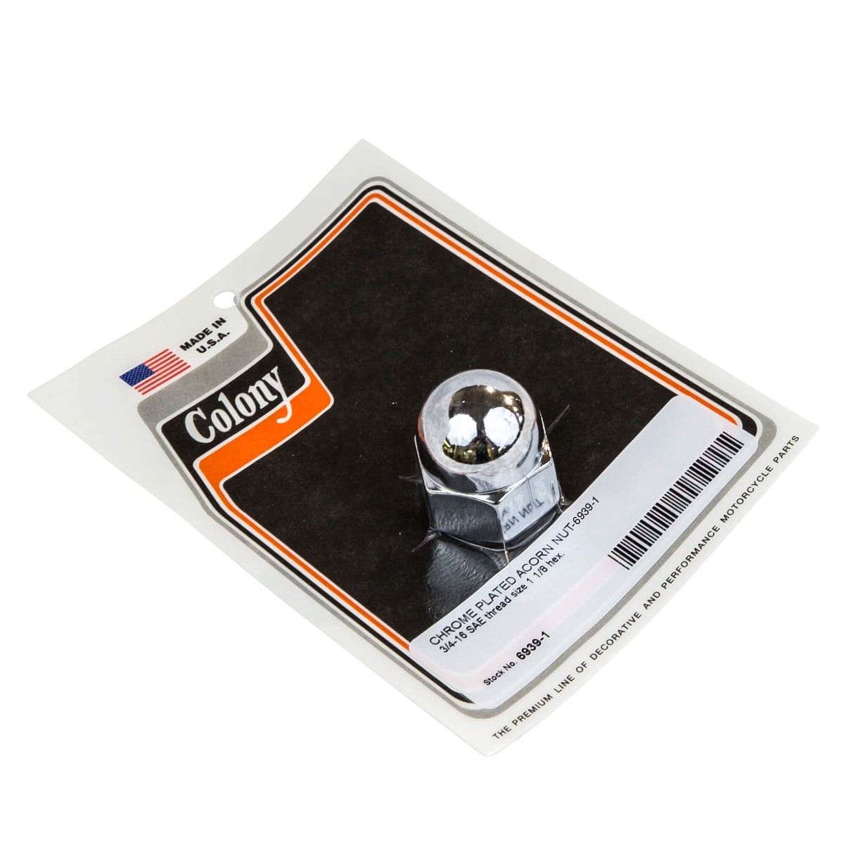 6939-1 34-16 SAE Chrome Plated Acorn Nut - 1-18 inch Hex