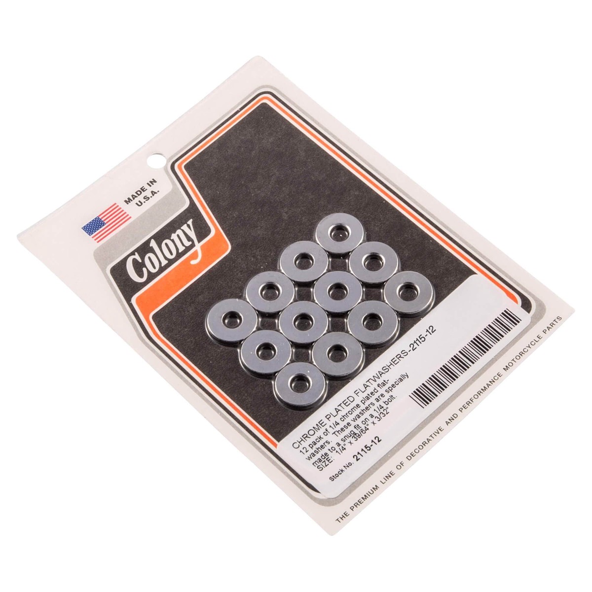 2115-12 14 inch Plated Flat Washers - 12 Pack - Chrome Plated