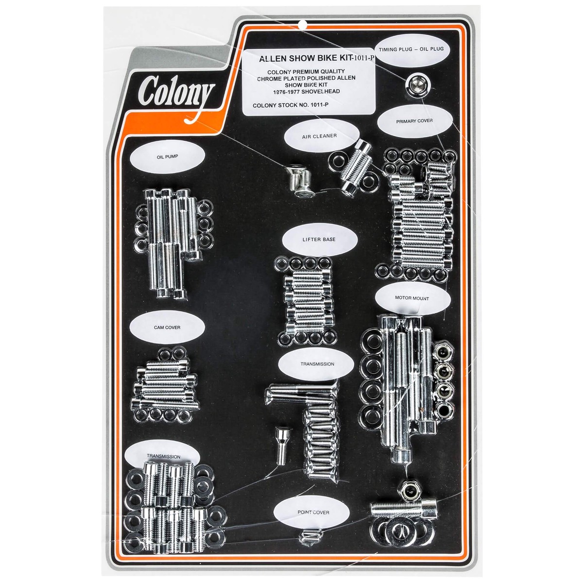 1011-P Complete Show Bike Kit Smooth Allen Hardware 1976-1977 Harley-Davidson Shovelhead - Chrome Plated