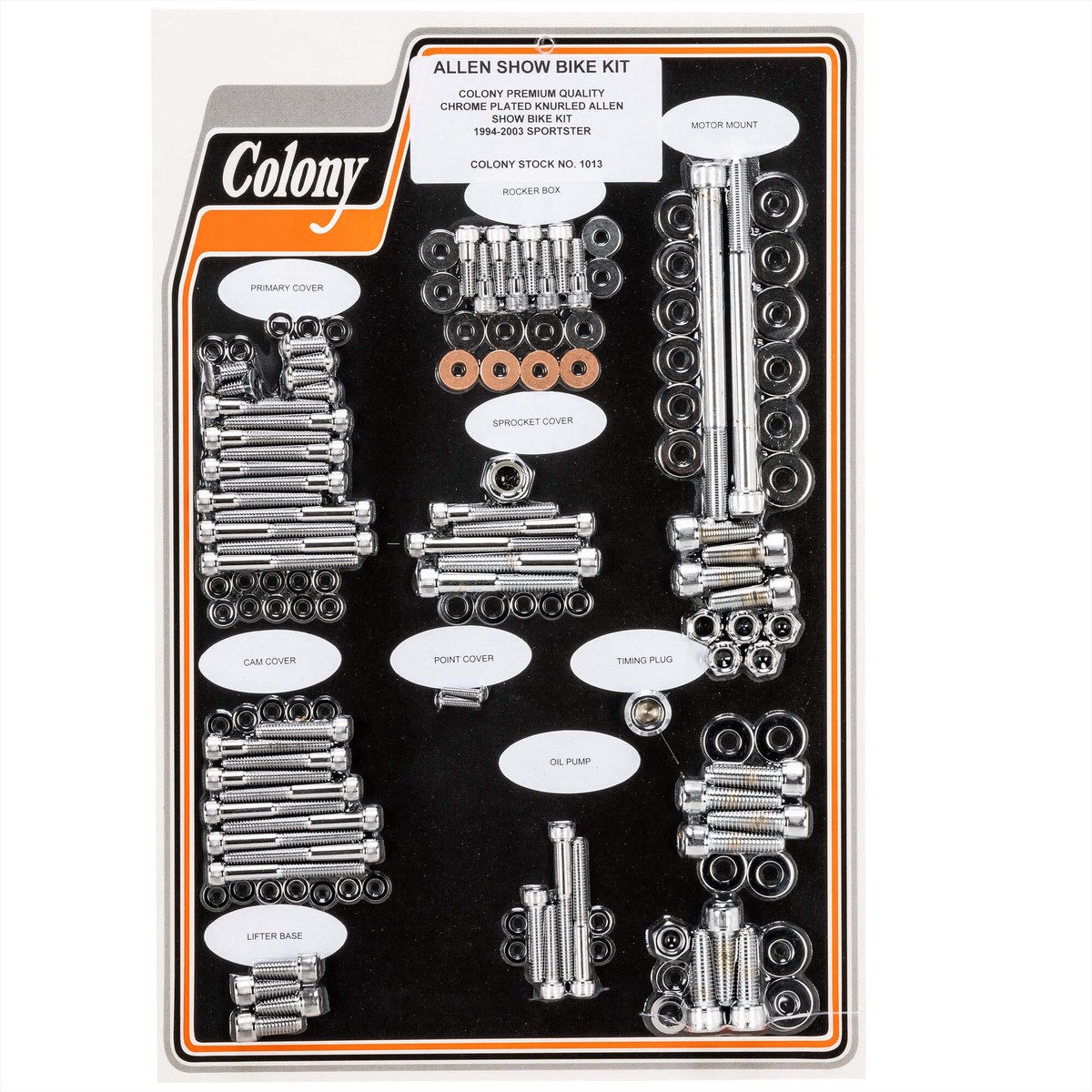 1013 Complete Show Bike Kit Allen Knurled Hardware 1994-2003 Harley-Davidson Sportster - Chrome Plated