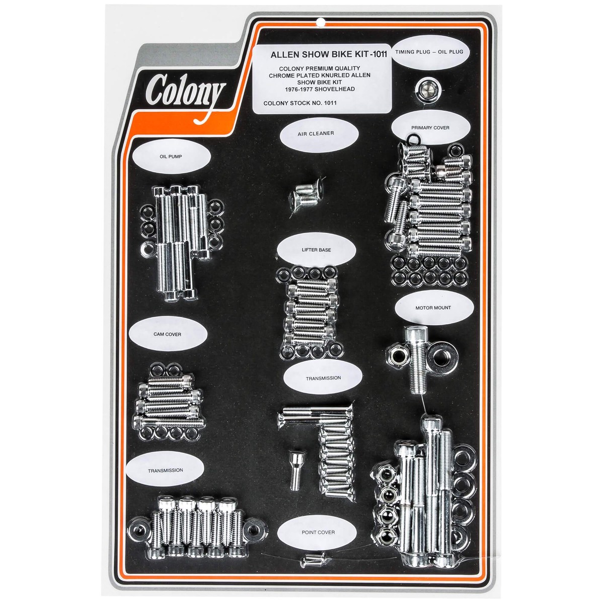 1011 Complete Show Bike Kit Allen Knurled Hardware 1976-1977 Harley-Davidson Shovelhead - Chrome Plated