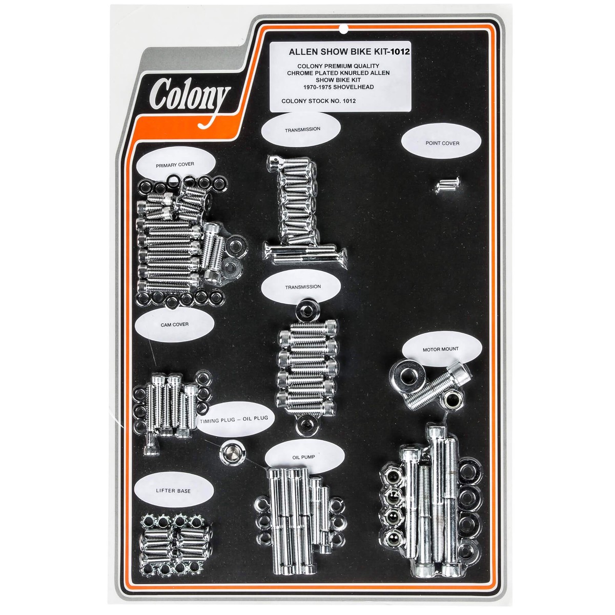 1012 Complete Show Bike Kit Knurled Allen Hardware 1970-1975 Harley-Davidson Shovelhead - Chrome Plated