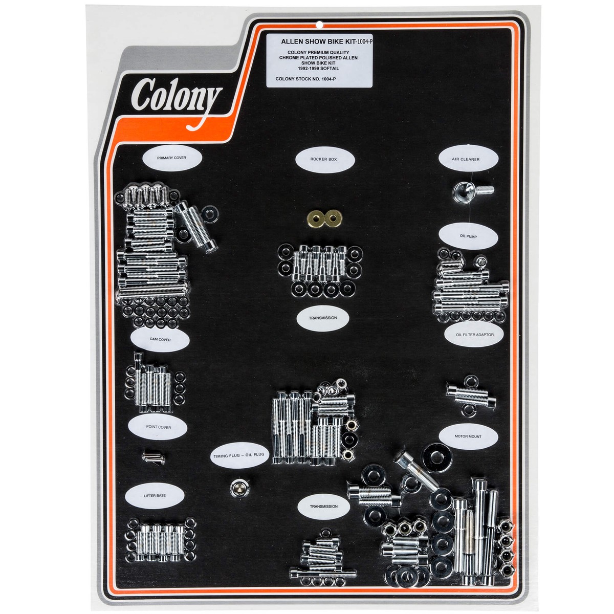 1004-P Complete Show Bike Kit Smooth Allen Hardware Harley-Davidson 1992-1999 Softail - Chrome Plated