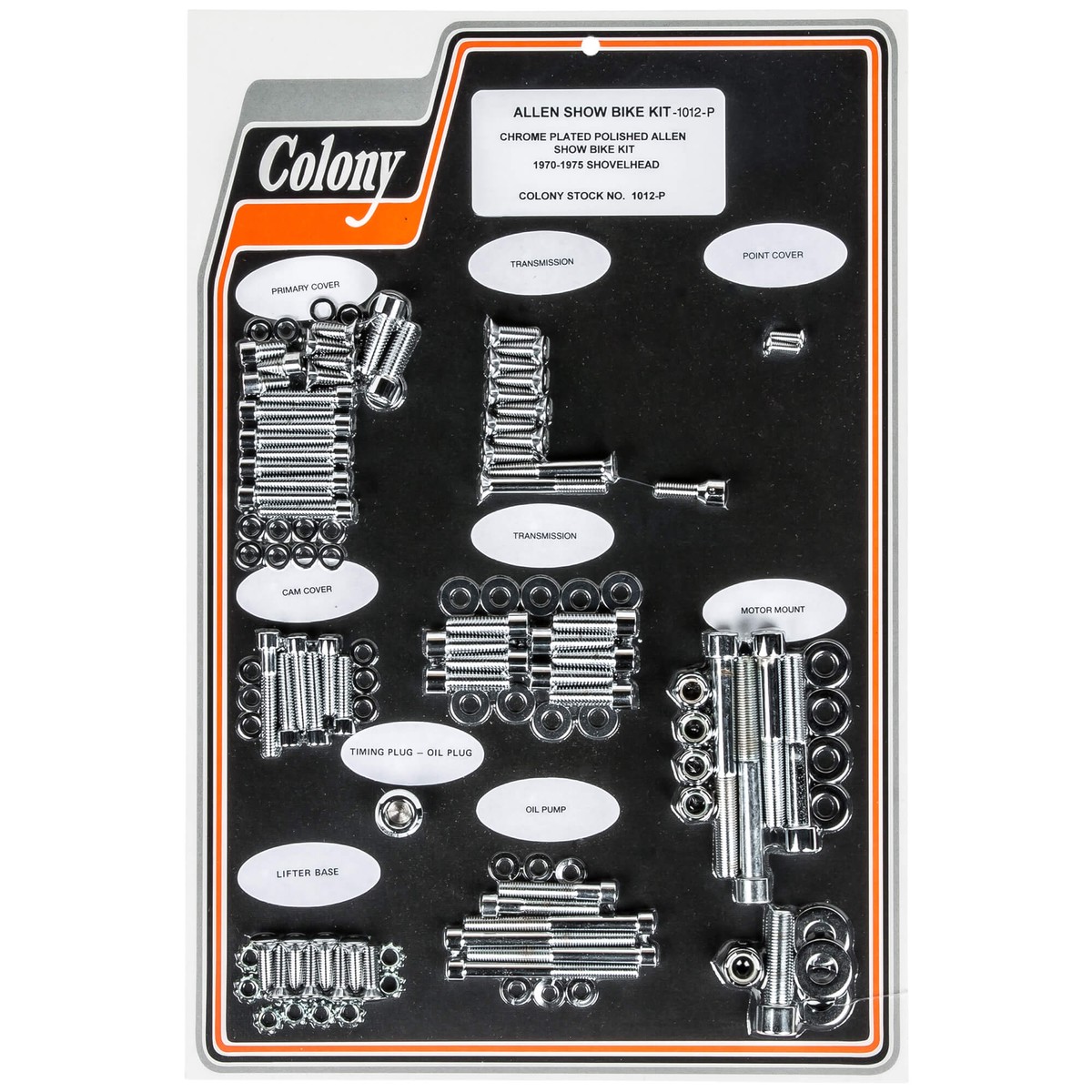 1012-P Complete Show Bike Kit Smooth Allen Hardware Harley-Davidson 1970-1975 Shovelhead - Chrome Plated