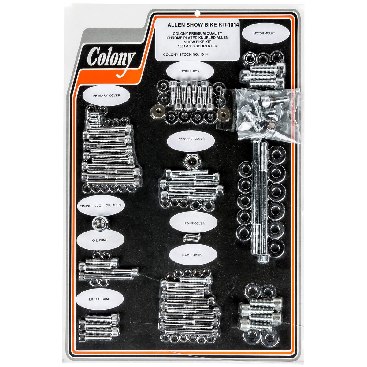 1014 Complete Show Bike Kit Knurled Allen Hardware 1991-1993 Harley-Davidson Sportster - Chrome Plated