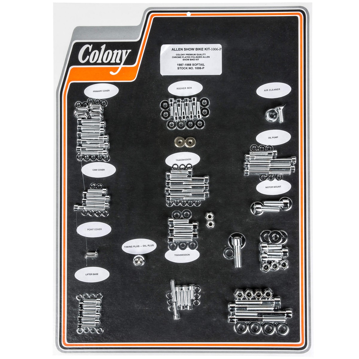 1006-P Complete Show Bike Kit Smooth Allen Hardware Harley-Davidson 1987-1988 Softail - Chrome Plated