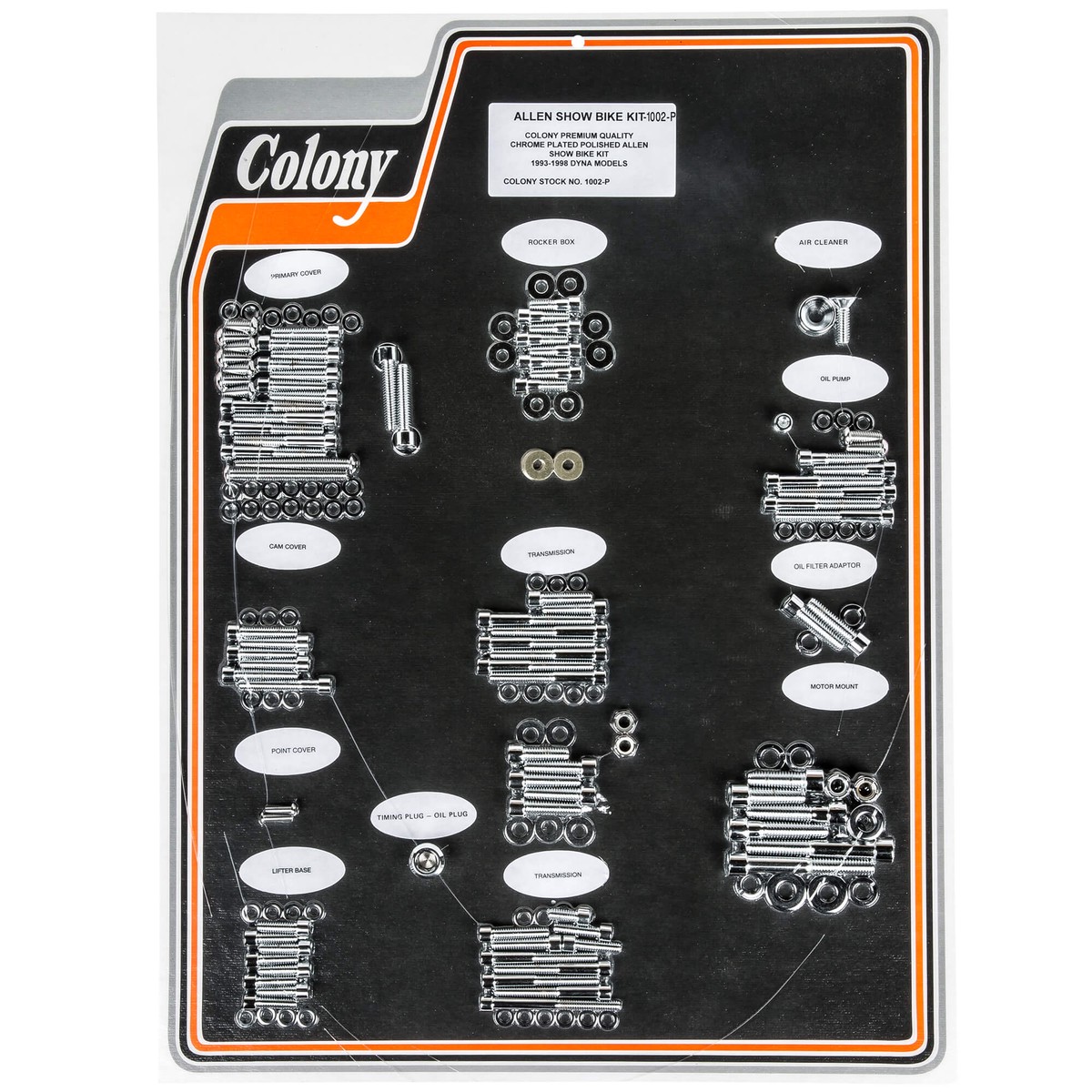 1002 Complete Show Bike Kit Allen Hardware Harley-Davidson 1993-1998 Dyna - Chrome Plated